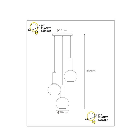 Lampe à suspension Mario 3x E27 diamètre 48,5 cm noire