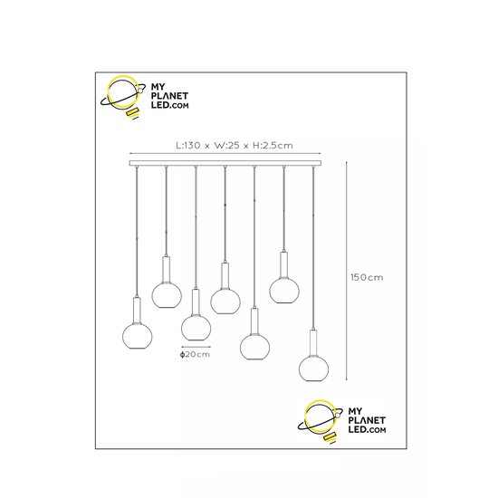 Mario hanging lamp 7xE27 black