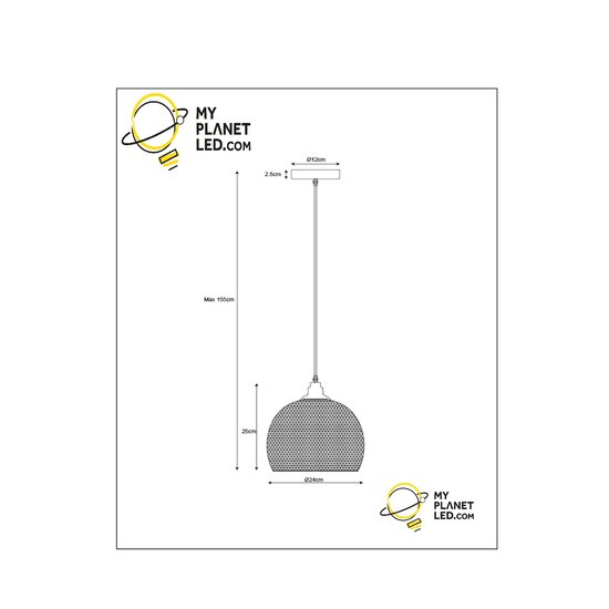 Lampe suspendue Messi moyenne diamètre 22 cm 1xE27 noire