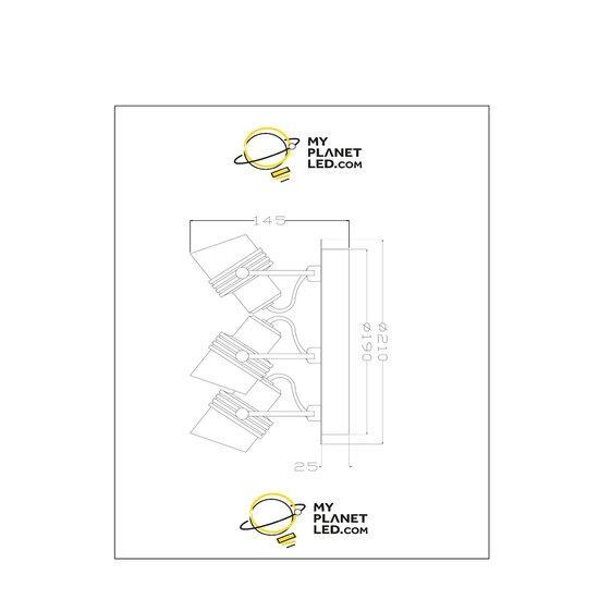 Alberto grand spot de plafond diamètre 21 cm 3xGU10 noir