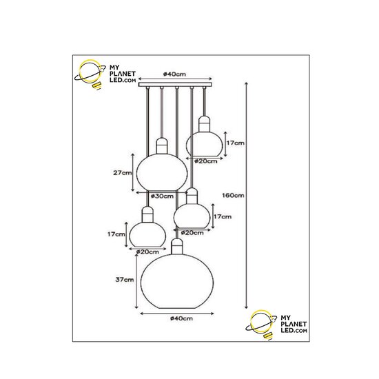 Lampe à suspension Alana 5x E27 opale