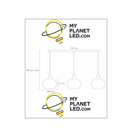 Alana 3x E27 hanging lamp opal
