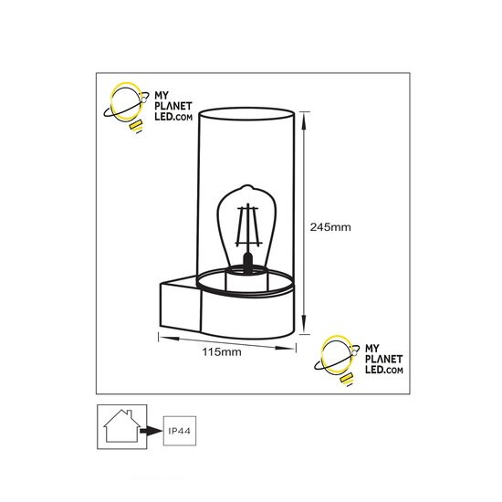 Michaela wandlamp buitenverlichting 1xE27 IP44 zwart