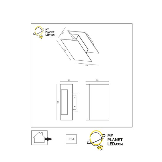 Fensterwandleuchte Außenbeleuchtung LED 1x16W 2700K IP54 Schwarz