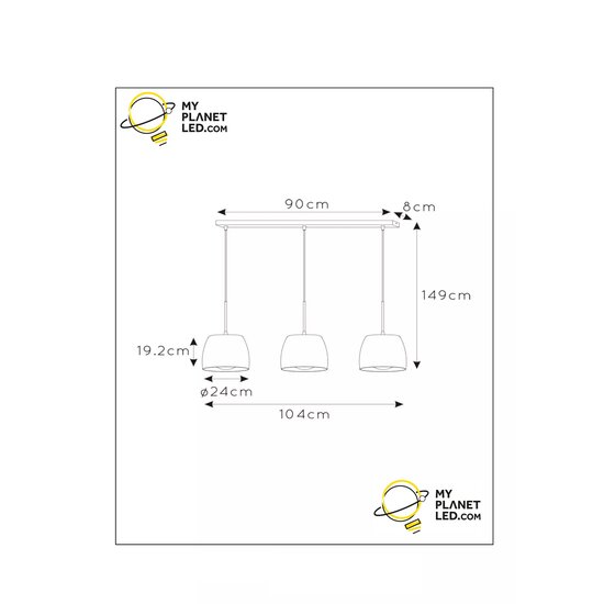 Alain zwarte hanglamp 3xE27