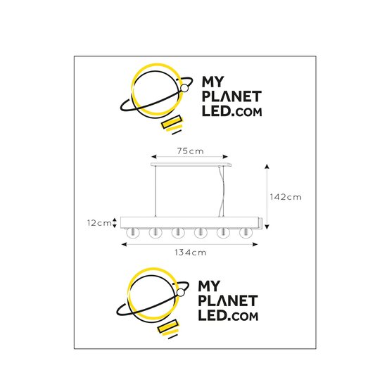 Tuur lámpara colgante 6xE27 negro