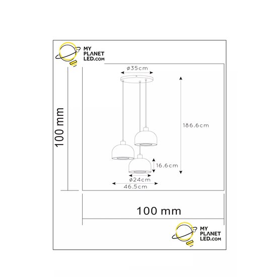 Lampe à suspension élégante Shooter 3xE27 transparente
