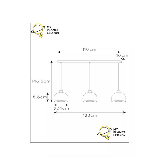 Shooter knappe hanglamp 3xE27 transparant
