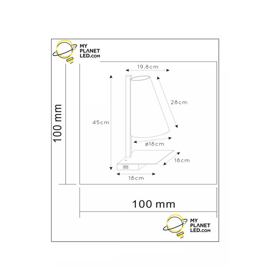 Lampe de chevet Groll 1xE27 avec point de chargement USB noir