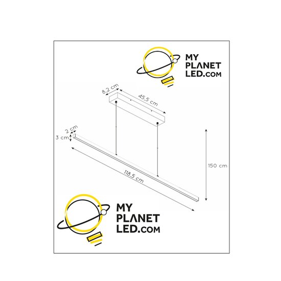 Maggie white long hanging lamp LED dimmable 30W 2700K