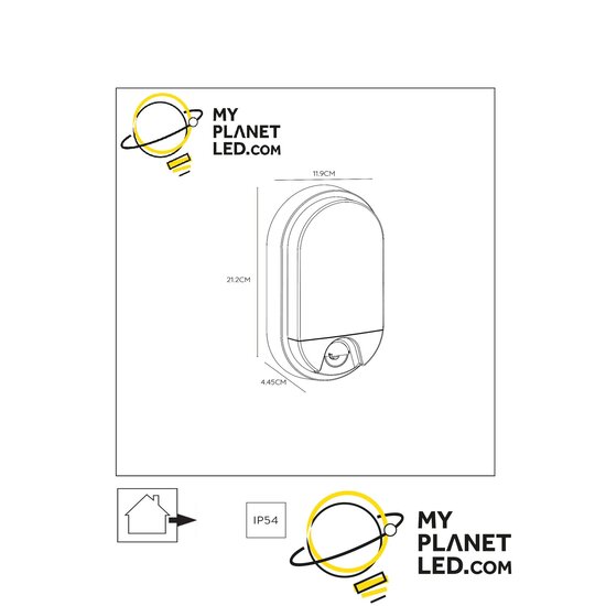 Happie IR wandlamp zwart voor buitenverlichting 10W 3000K IP54