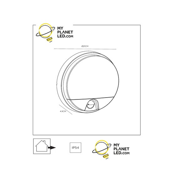Applique Huppie IR noire pour éclairage extérieur 10W 3000K IP54