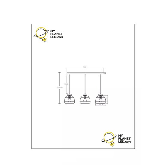 Felix lange zwarte hanglamp met 3 metalen kooien E27