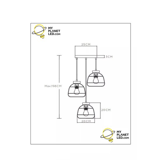 Suspension Felix ronde noire avec 3 cages métalliques E27