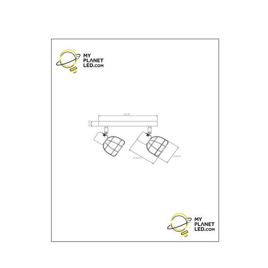 Spot de plafond Felix double métal noir 2x E14
