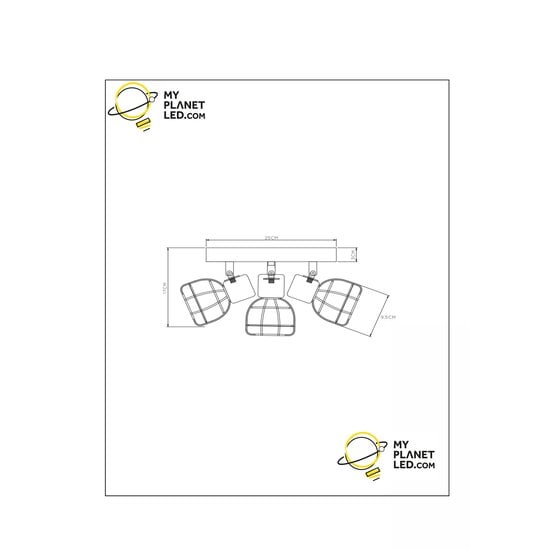 Foco de techo triple de metal Felix negro 3x E14