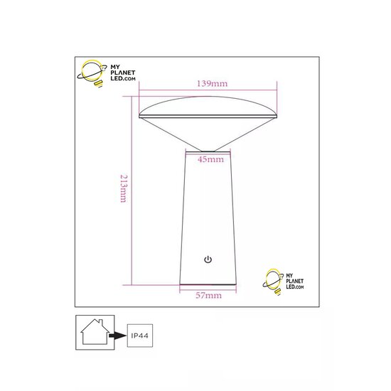 Lampe de table d'extérieur rechargeable blanche Jimmy sans fil