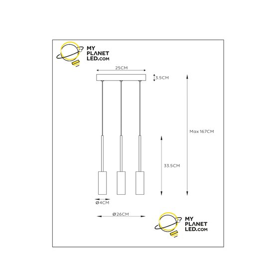 Lampe à suspension Buldo diamètre 26 cm LED encastrable 3x7W 2700K noire