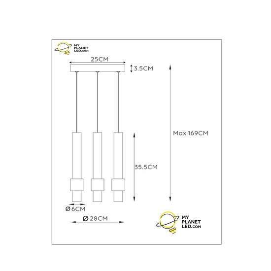 Lampe à suspension Margriet noire diamètre 28 cm dimmable 3x4W 2700K incluse