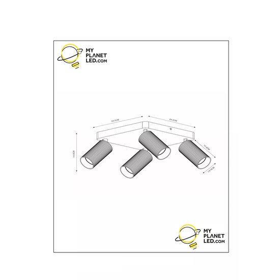 Spot de plafond noir Rumba 4 lumières GU10