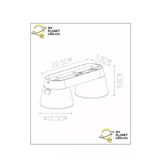 Foco de techo cónico doble Trigger negro GU10