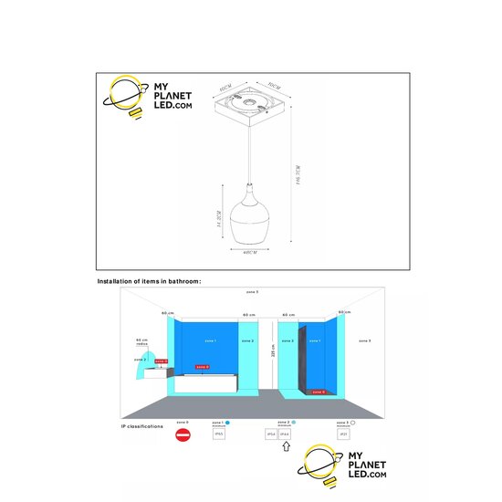 Presley black pendant lamp GU10 IP44 for bathroom