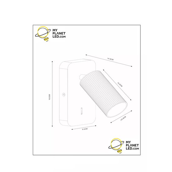 Cleo Aplique de tubo acanalado blanco GU10