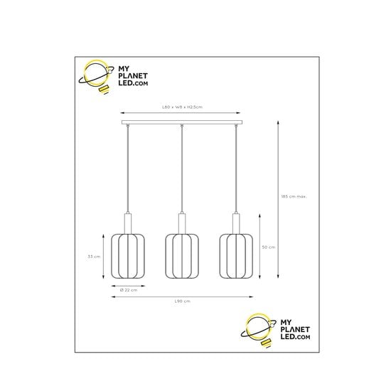 Suspension Carine longue beige 3x E27