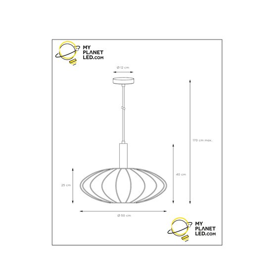 Carine oval black with brass hanging lamp 1x E27