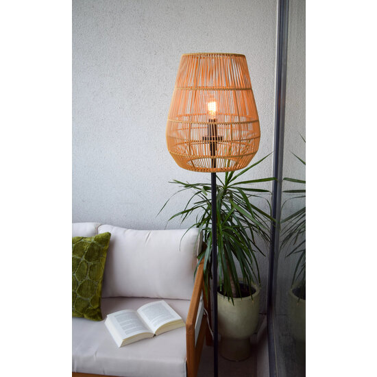 Lampadaire Dany en osier naturel avec câble long pour extérieur E27