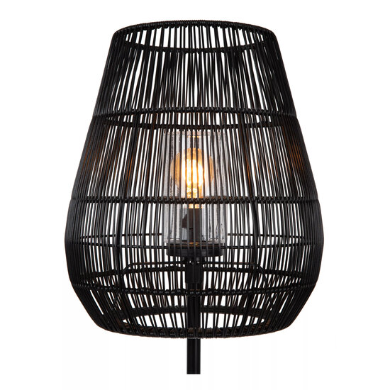 Lampadaire Dany noir foncé en osier avec long câble pour extérieur E27
