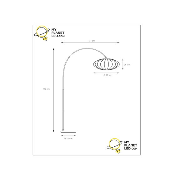 Lampe arc en métal beige Carine 1x E27