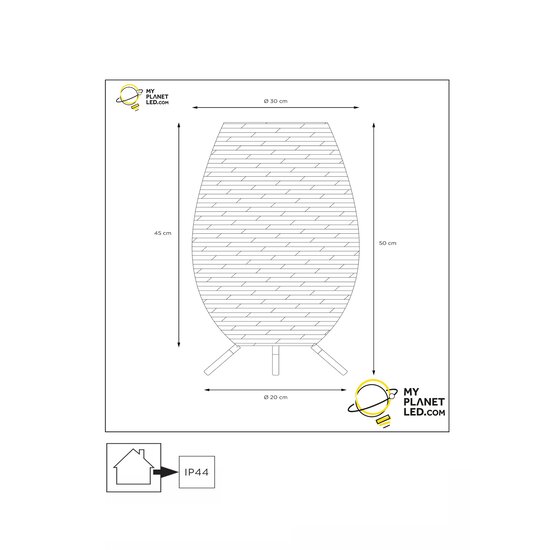 Lampe de table sans fil rechargeable en osier imperméable de couleur naturelle Nicole avec LED 3W