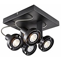 Fantasia Ziva plafón cuadrado negro, aluminio, 190x190x145mm, 4x GU10 LED 4,5W regulable, 2800K