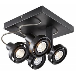 Fantasia Ziva ceiling lamp square black GU10 4x4.5W dimmable