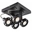 Fantasia Ziva ceiling lamp square black, aluminium, 190x190x145mm, 4x GU10 LED 4.5W dimmable, 2800K