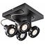 Fantasia Ziva plafón cuadrado negro, aluminio, 190x190x145mm, 4x GU10 LED 4,5W regulable, 2800K