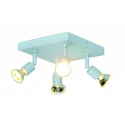 Fantasia vierkante plafondlamp GU10x4, zwart met glas, 200mm