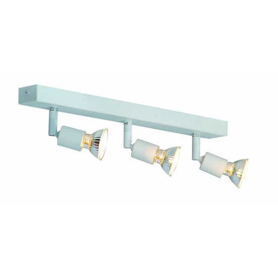 Plafonnier GU10x3 blanc, gris, bronze, verre 400mm de long