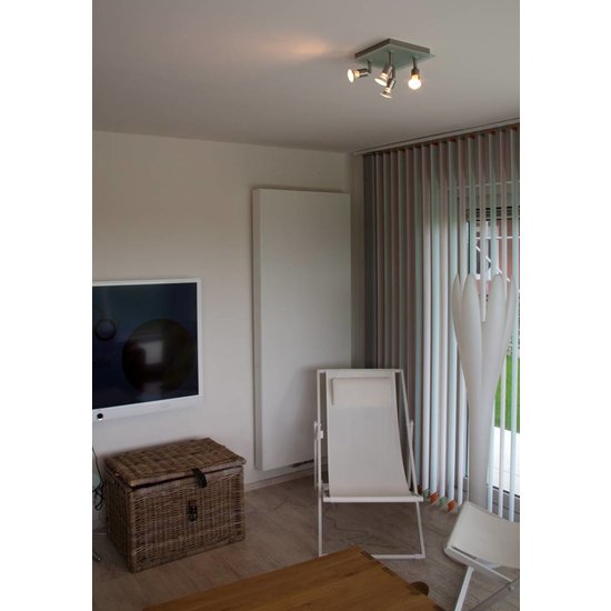 Plafonnier carré GU10x4 blanc, gris, bronze, verre 200mm