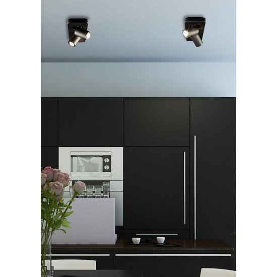 Plafondlamp LED design zwart wit richtbaar GU10 2x4,5W 350mm breed