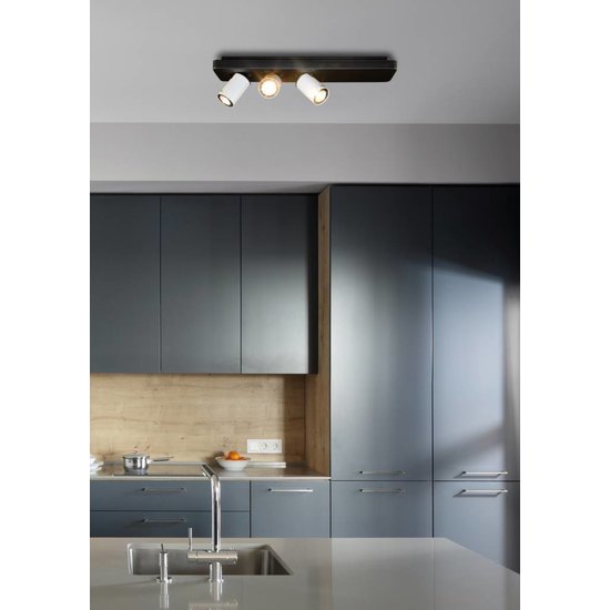 Plafonnier LED design noir et blanc orientable GU10 3x4,5W 500mm large