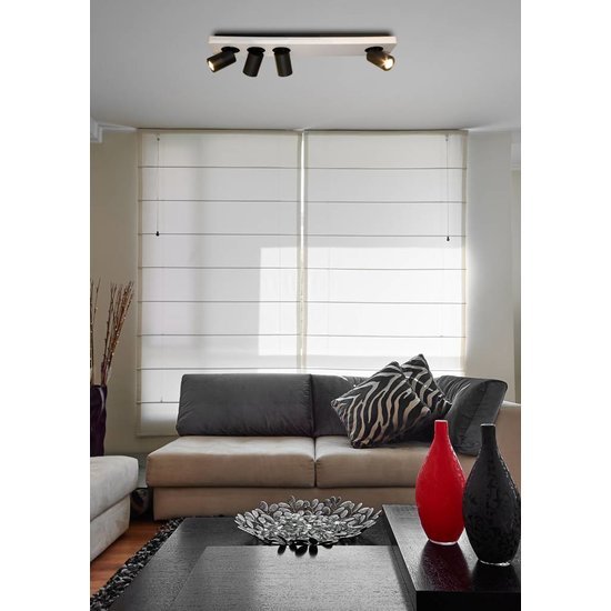 Lámpara de techo LED diseño blanco y negro orientable GU10 4x4,5W 650mm ancho