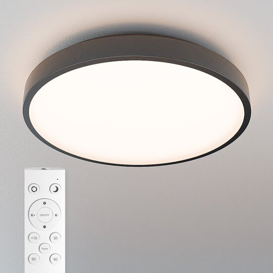 Dimbare badkamer IP44 plafondlamp rond CCT 24W zwart