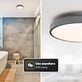 Plafonnier LED rond CCT 24W dimmable noir IP44 - diamètre 350 mm, 2600 lumens, température de couleur réglable 3000-6500K, télécommande incluse
