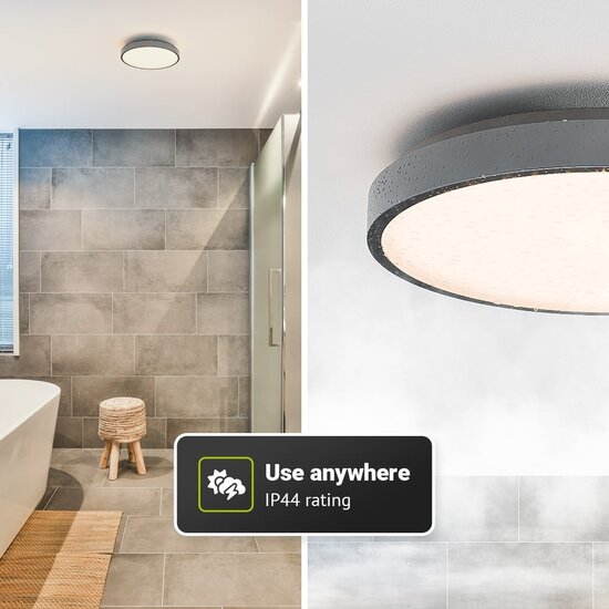 Dimmbare Badezimmer-Deckenleuchte IP44 rund CCT 24W schwarz