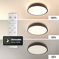 LED ceiling lamp round CCT 24W dimmable black IP44 - diameter 350 mm, 2600 lumens, adjustable colour temp 3000-6500K, remote included