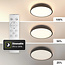 Plafón LED redondo CCT 24W regulable negro IP44 - diámetro 350 mm, 2600 lúmenes, temperatura de color ajustable 3000-6500K, mando incluido
