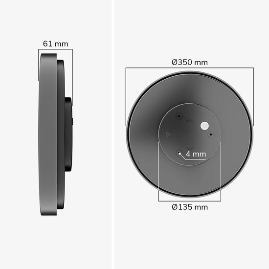 Plafonnier LED rond CCT 24W dimmable noir IP44 - diamètre 350 mm, 2600 lumens, température de couleur réglable 3000-6500K, télécommande incluse