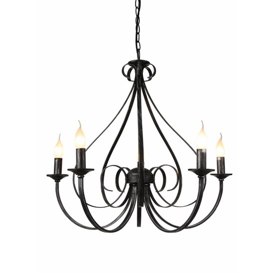 Fantasia Suspension Fantasia Marquis en noir antique, acier et verre, 5x E14 (ampoules non incl.), max. 40W par ampoule, 72x63,5 cm